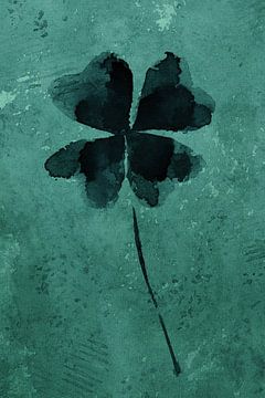 Four-leaf clover with a rugged background (watercolor painting flowers and plants)