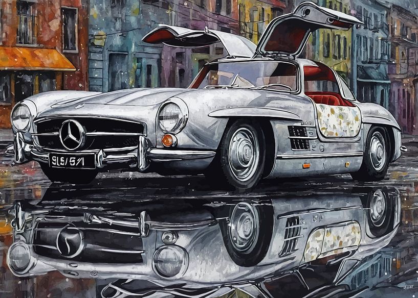 The Classic 1964 Mercedes-Benz 300SL Gullwing with Cityscape 2 by MIROKKU