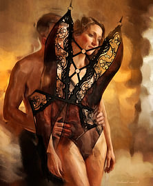 & Bernsteinglut – Sinnliche Umarmung & 's 'Romance Illusion' Lace Figure (Fine Art Wall Hanging)