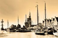Hoorn Haven Noord-Holland Nederland Sepia van Hendrik-Jan Kornelis thumbnail
