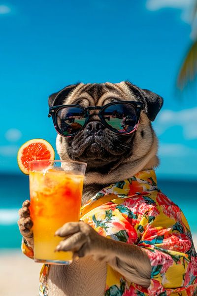 Holiday with a cool pug by Poster Art Shop