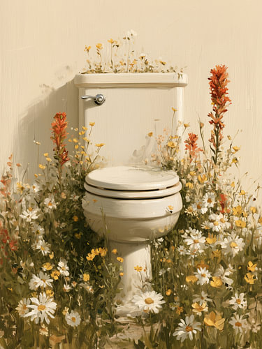 Toilet in de wildebloementuin