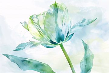 Abstracte aquarel van groene tulp bladeren van Art & Soul Creations