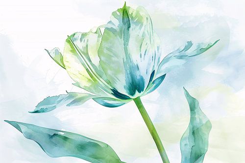Abstracte aquarel van groene tulp bladeren
