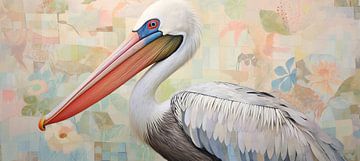 Pelican on Pastel | Realistic Pelican by De Mooiste Kunst
