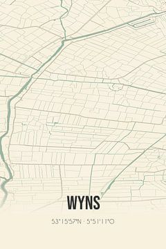 Vintage map of Wyns (Fryslan) by Rezona