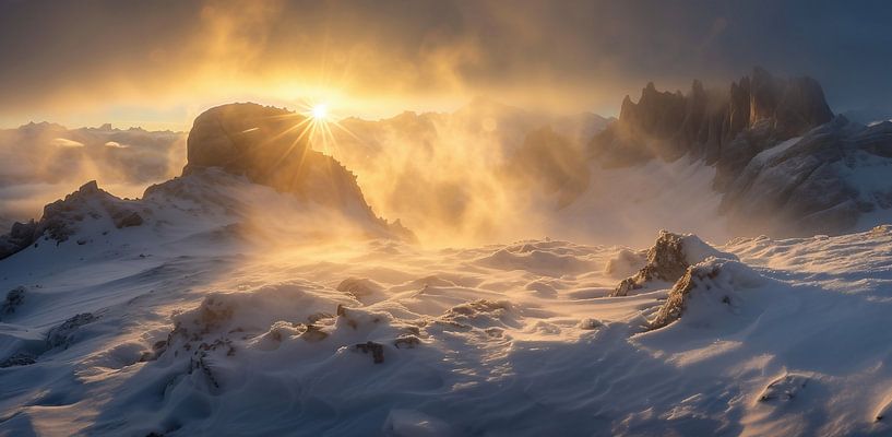 Wandelavontuur bij zonsopgang van fernlichtsicht