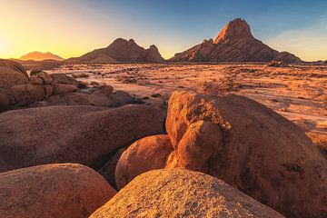 Namibia sunset at the Spitzkoppe by Jean Claude Castor