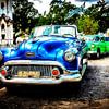 voiture décapotable bleue vintage dans la vieille ville de havane exposition multiple cuba sur Dieter Walther