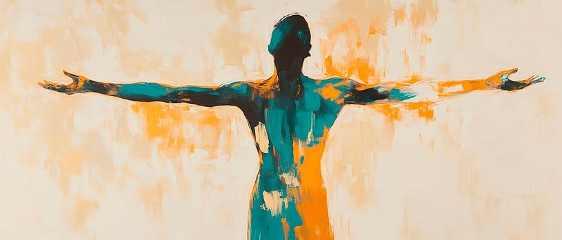 Silhouette colorée aux bras ouverts par Poster Art Shop