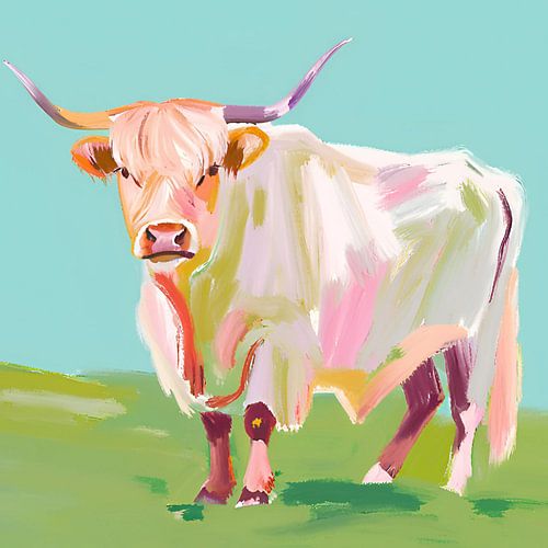 Happy Chilling Koe Schilderij