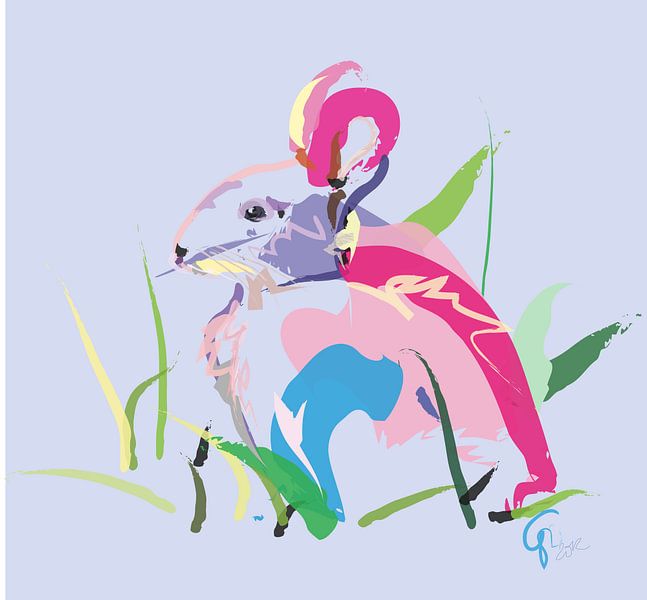 Rabbit in color by Go van Kampen