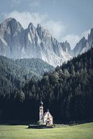 Beautiful church in the dolomites, Italy