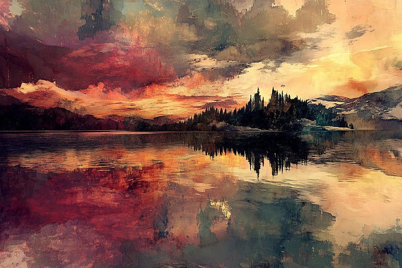 Surrealer See bei Sonnenuntergang von Imperial Art House