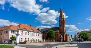 Blick auf die Dessauer Altstadt mit Kath. Kirche St. Peter und Paul Stadt Dessau-Roßlau,Sachsen-Anhalt Deutschland