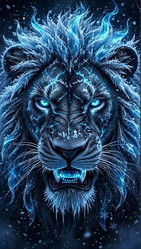 Majestic Frost Ice Lion Fantasy Concept Art