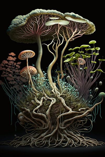 Champignon fantaisie et racine par Vythryd Arts