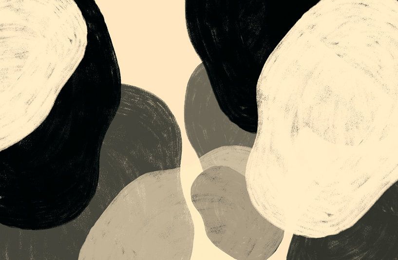 Scandinavia Organic Abstract in Cream Black by Mad Dog Art