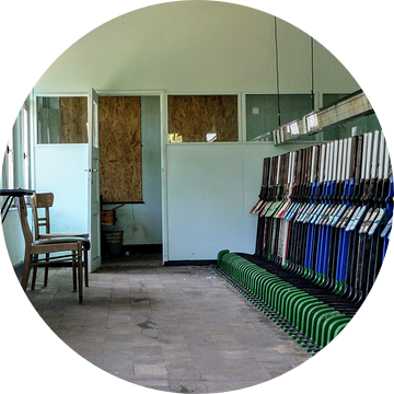 Lichtblauw Interieur seinhuis België I Bloktoestel met hendels I Retro look I Art kleurenprint