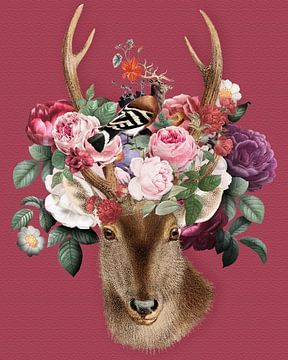 Deer flowers van Gisela - Art for you