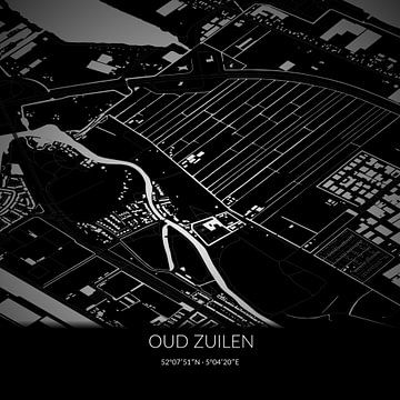 Schwarz-weiße Karte von Oud Zuilen, Utrecht. von Rezona