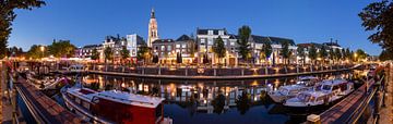 Colourful summer evening Port of Breda in panorama