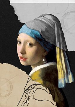 Meisje met de Parel - mixed media edition van Marja van den Hurk