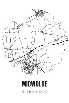 Midwolde (Groningen) | Karte | Schwarz und Weiß von Rezona