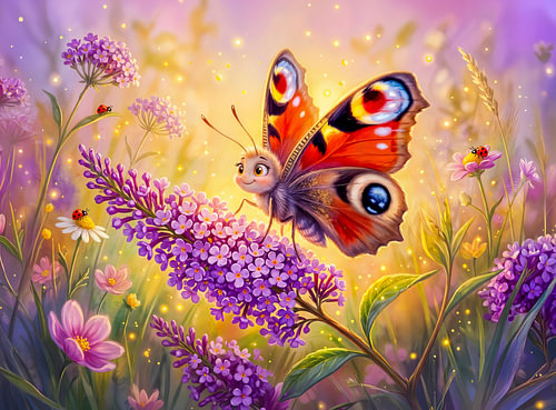 Butterfly on Summer Lilac in Late Summer