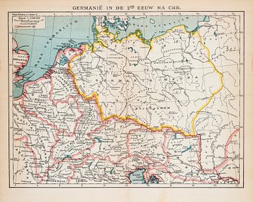 Vintage kaart Germanië in de 2de eeuw na Christus van Studio Wunderkammer