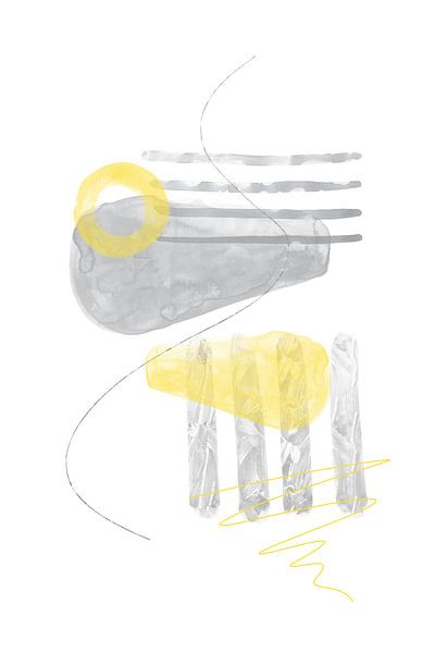 Aquarell-Formen Nr. 3 | Illuminating Yellow &amp; Ultimate Grey von Melanie Viola