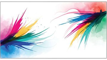 Levendige beweging: Abstracte waterverfspatten en dynamische penseelstreken