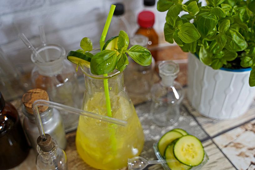 Komkommer Gin Basil Cocktail in een fles van Babetts Bildergalerie