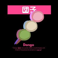 Colorful Japanese Dango Illustration on Skewer