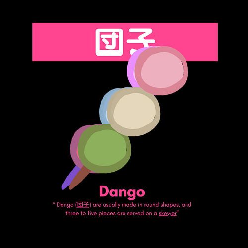 Colorful Japanese Dango Illustration on Skewer