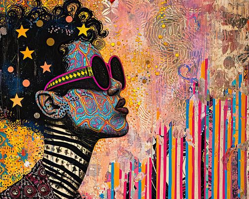 Striped Neck | Profile with Colour Barcode by Art Whims
