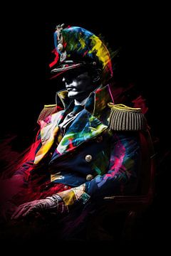 Napoleon Bonaparte Farbenfrohe Abstraktion von militärischer Pracht von De Muurdecoratie
