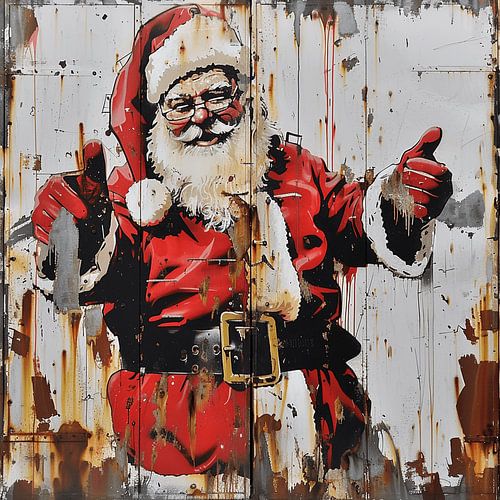 Graffiti kerstman portret roest stedelijk dynamisch