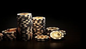 Golden poker chips panorama