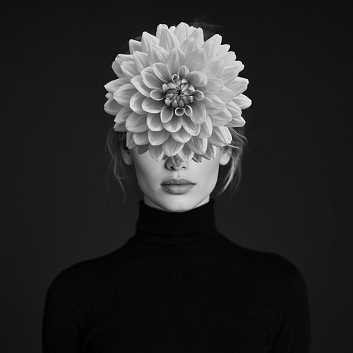 Portrait d'une femme avec un dahlia