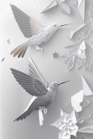 white 3D hummingbirds