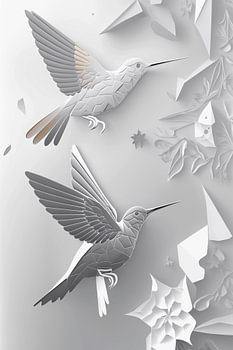 weiße 3D-Kolibris