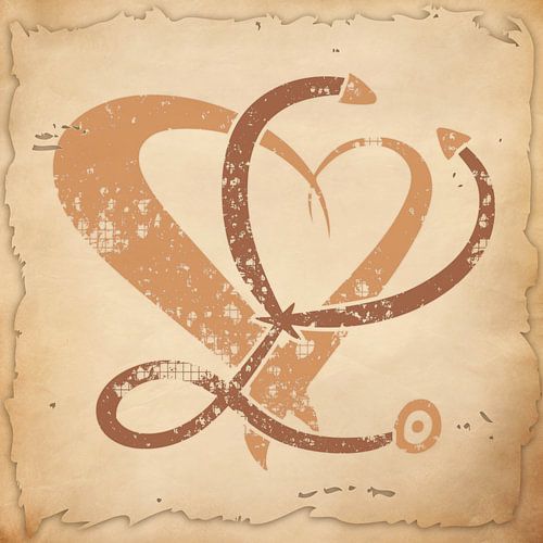 Stethoscopen & hart, Vintage kunst. Verpleegster / Dokter.