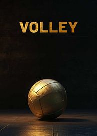 Goldener Volleyball auf dunklem Hintergrund von Morgan