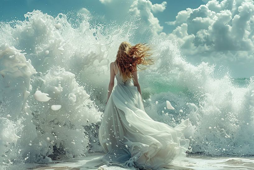 bride in the surf by Egon Zitter