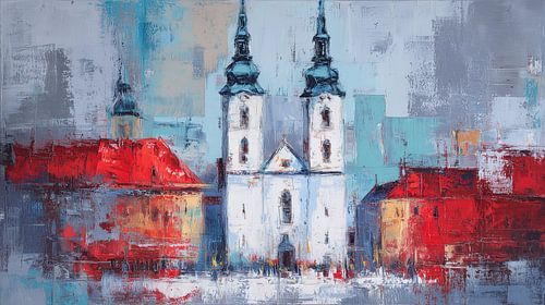 Abstracte witte kerk panorama