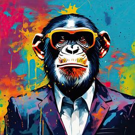 Pop-art Schimpanse 02.91 von Blickfänger Gemälde