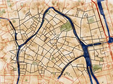 Kaart van Gent centrum in de stijl 'Serene Summer' van Maporia
