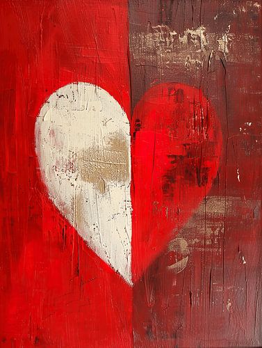 Abstract modern dubbel hart, olie