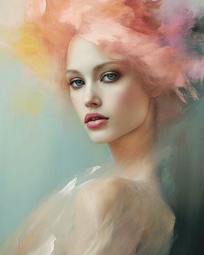 Modern portrait in pastel colours by Carla Van Iersel